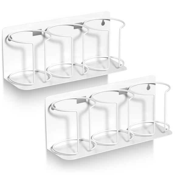 Sorbus Magnetic Cup Holder Organizer– 3-Cup Water Bottle & Tumbler Rack for Fridge, Wall, or Oven – Adjustable Mount with Adhesive or Screws – White (2 Pack)