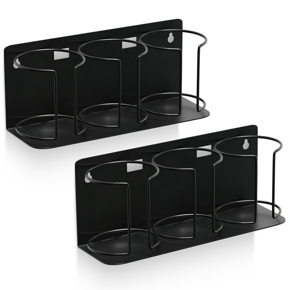 Sorbus Magnetic Cup Holder Organizer– 3-Cup Water Bottle & Tumbler Rack for Fridge, Wall, or Oven – Adjustable Mount with Adhesive or Screws – Black (2 Pack)