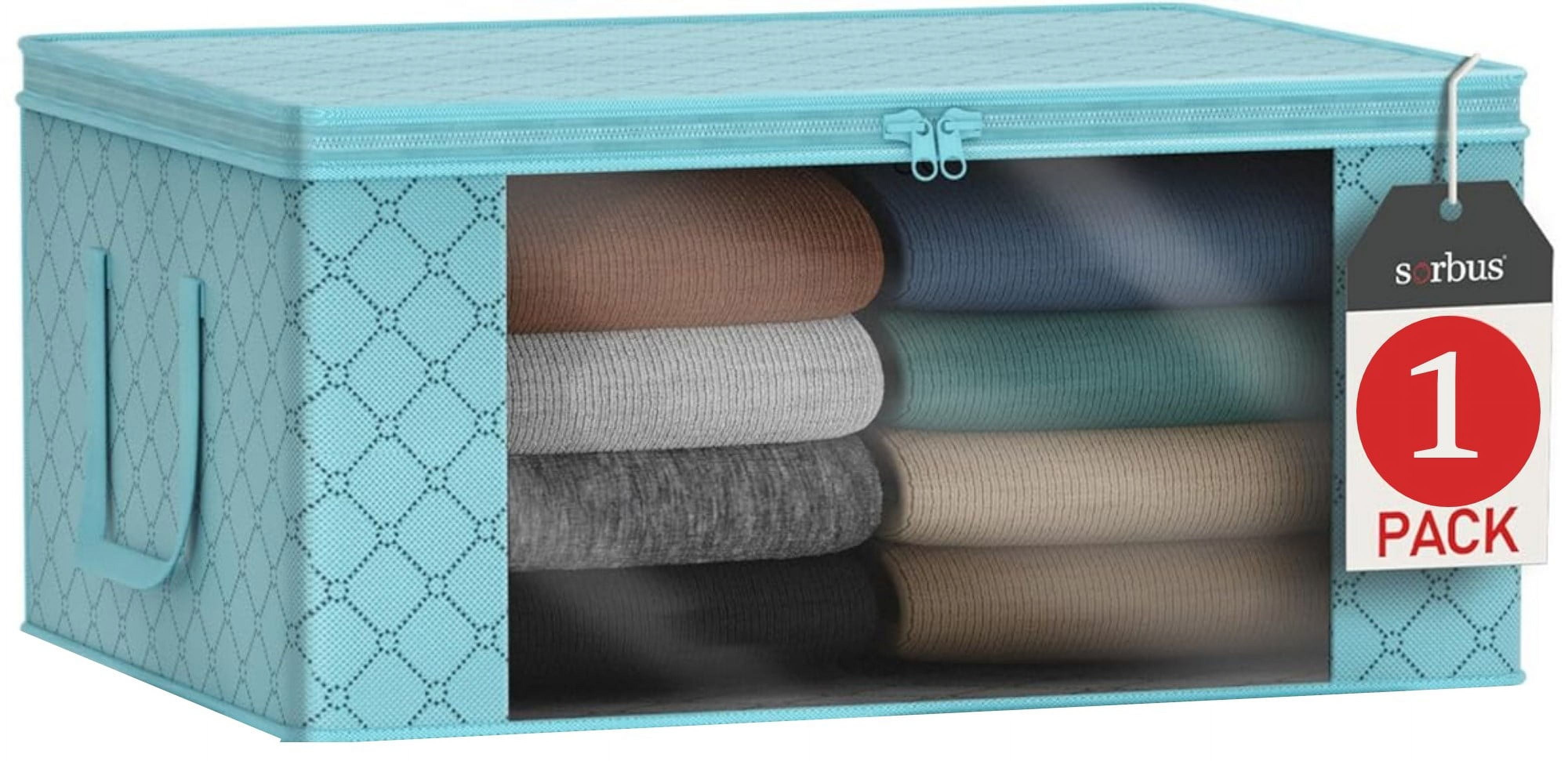 Sorbus Medium Clothes Storage Bag, Foldable with Clear Window, Lids, and Handles, for Bedroom, Closet Organization