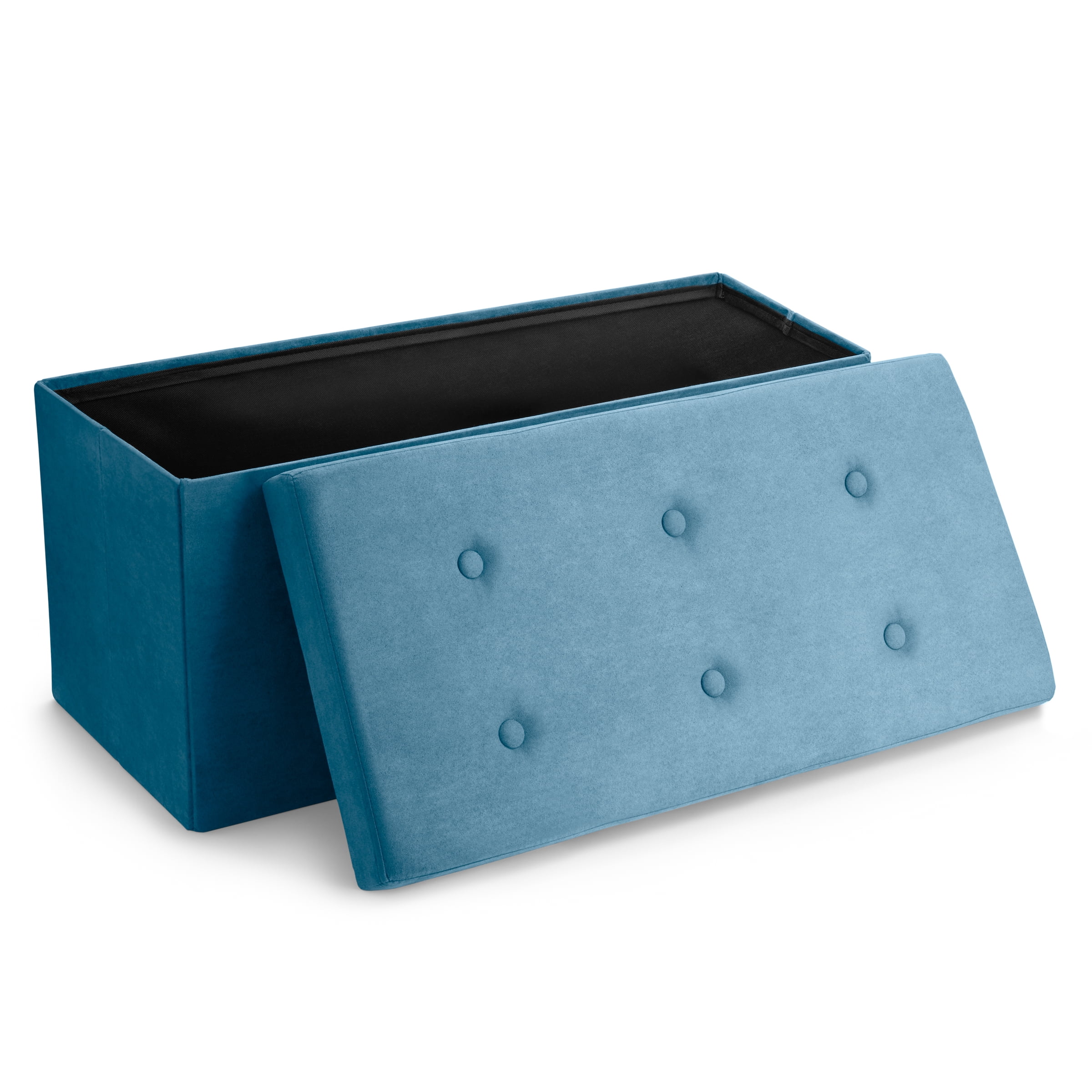 Sorbus Medium Faux Suede Storage Bench Teal Blue - Storage Ottoman, Toy Shoe Chest, Seat, Footrest