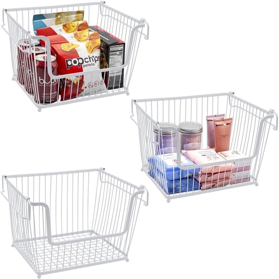 Sorbus Metal Wire Baskets Storage Bin Organizer for Food Pantry, Kitchen, Laundry Room, Basket Organizers for Home, Bathroom, Closet Organization, Iron Metal