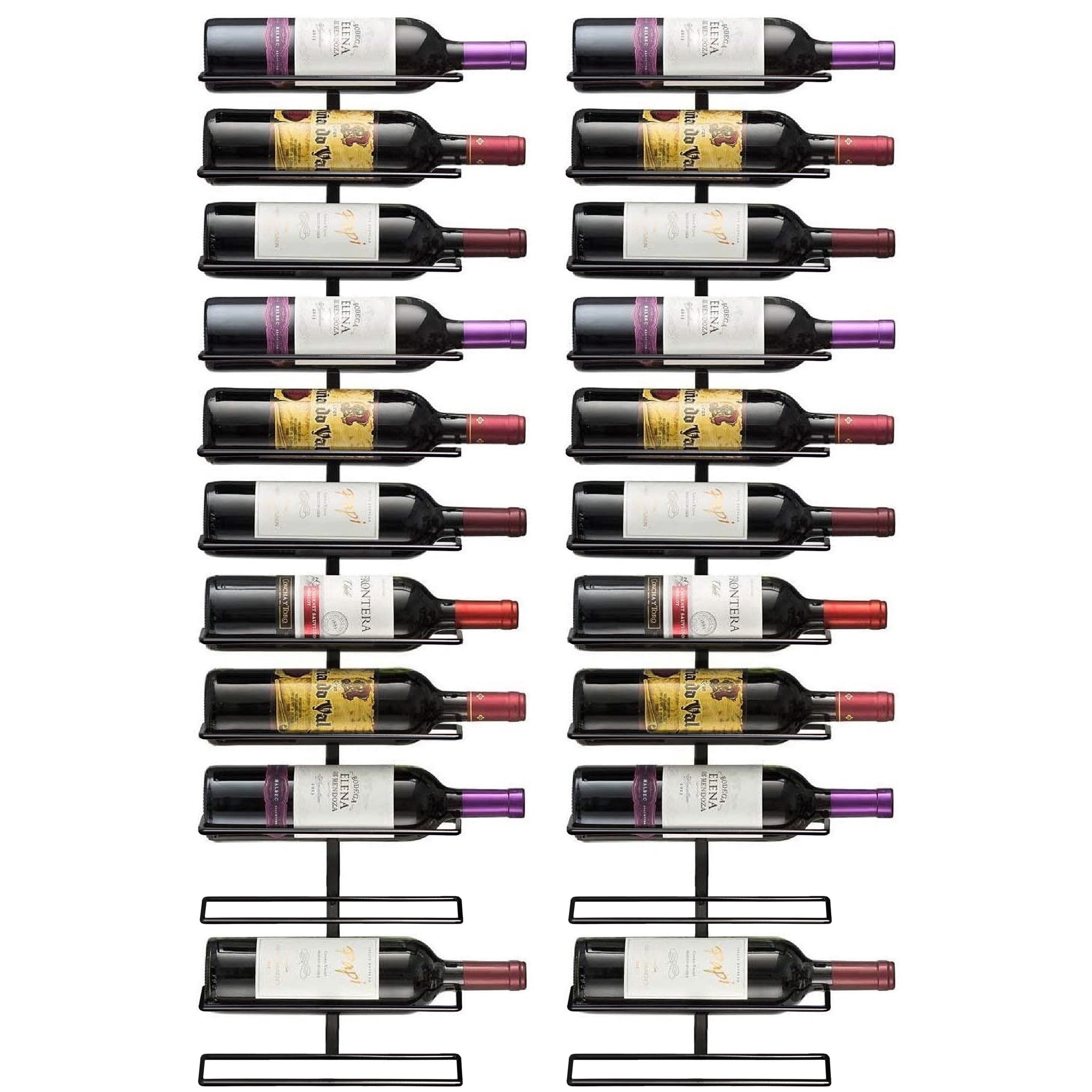 Sorbus Modern Black Wall Mount Wine Rack, 12-Bottle Holder for Home Bar or Kitchen (2 pack)