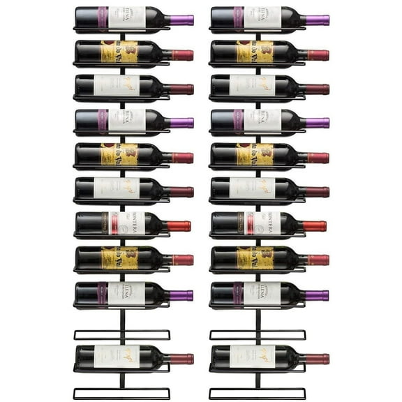 Sorbus Modern Black Wall Mount Wine Rack, 12-Bottle Holder for Home Bar or Kitchen (2 pack)