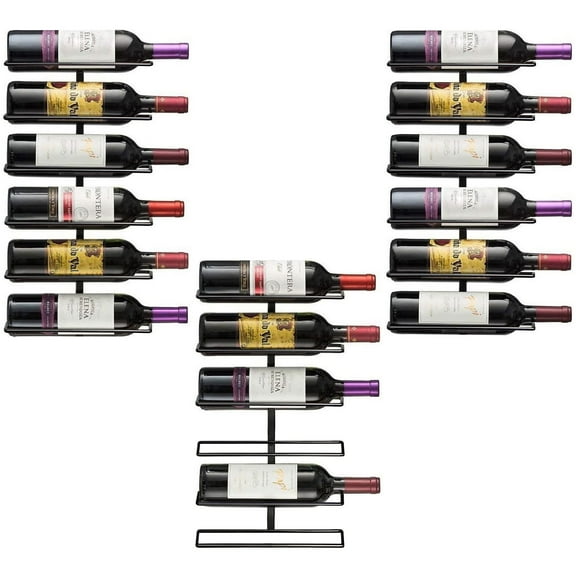 Sorbus Modern Black Wall Mount Wine Rack, 6-Bottle Holder for Home Bar or Kitchen (3 pack)