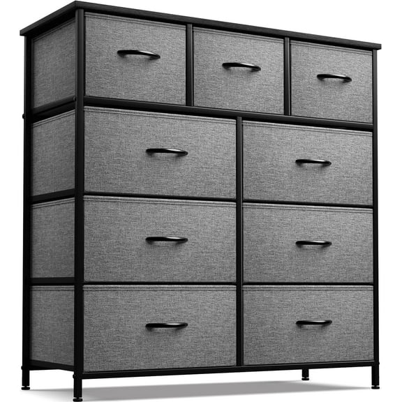 Sorbus Dresser - 9-Drawer Storage Unit for Bedroom, Closet & Office - Easy Pull Fabric Bins (Black)