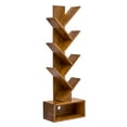 thumbnail image 1 of Sorbus Modern Tree Bookshelf – 7-Tier Zigzag Bookcase with Drawer, Vertical Storage Shelf for Books & Décor, Space-Saving Design, Brown, 1 of 11
