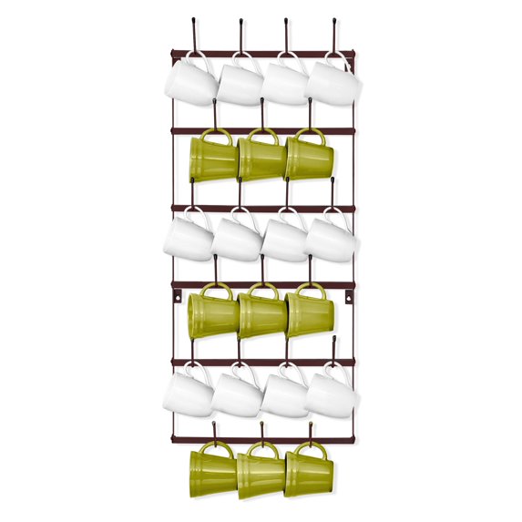 Sorbus Mug Rack for Wall - Small Rustic Coffee Mug Holder Wall Mount with 21 Hooks, Coffee Cup Display Rack, 6-Tier Metal Mug Organizer for Home, Kitchen & Bar, Coffee Station, Dining Room