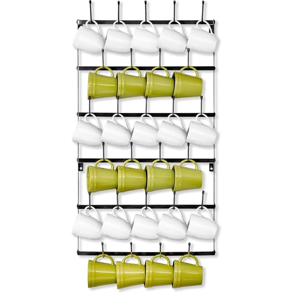 Sorbus Wall Mug Rack with 21 Hooks, 6-Tier Metal Organizer for Kitchen ...