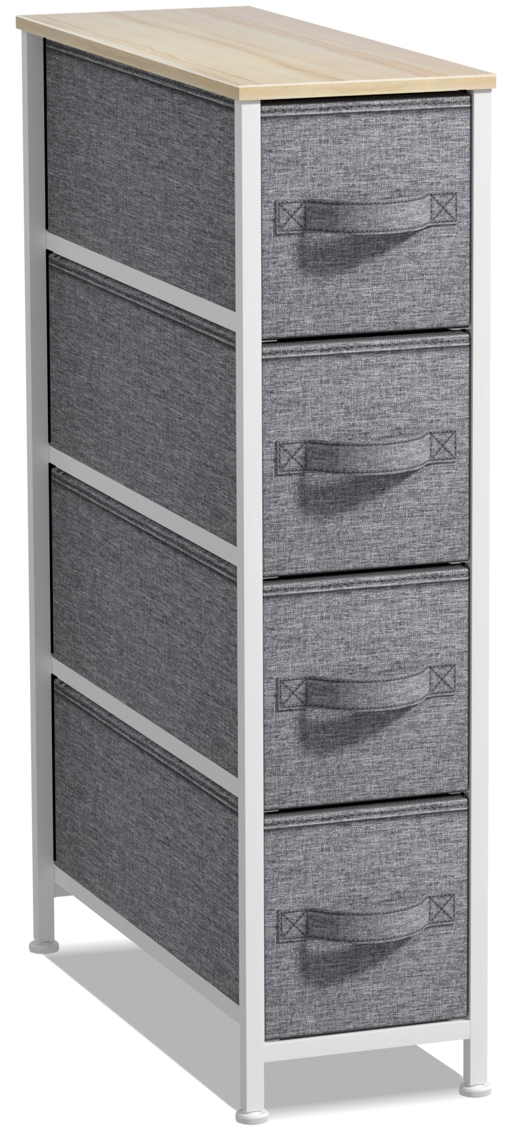 Beige Narrow 4-Drawer Fabric Storage Tower with Steel Frame