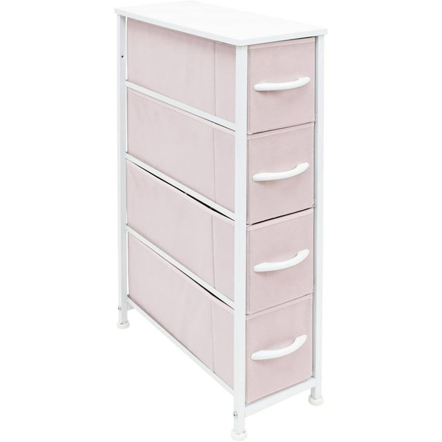 Sorbus Narrow Dresser Tower with 4 Drawers - Vertical Storage for Bedroom Pink