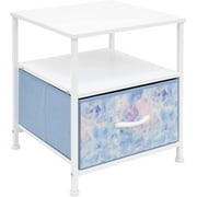 Sorbus Nightstand 1-Drawer Shelf Storage- Bedside Furniture & Accent End Table Chest for Home, Bedroom, Office, College Dorm, Steel Frame, Wood Top, Easy Pull Fabric Bins (Blue)