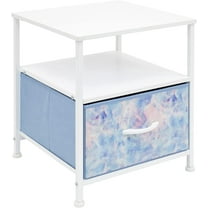 Sorbus Nightstand 1-Drawer Shelf Storage- Bedside Furniture & Accent End Table Chest for Home, Bedroom, Office, College Dorm, Steel Frame, Wood Top, Easy Pull Fabric Bins (Blue)
