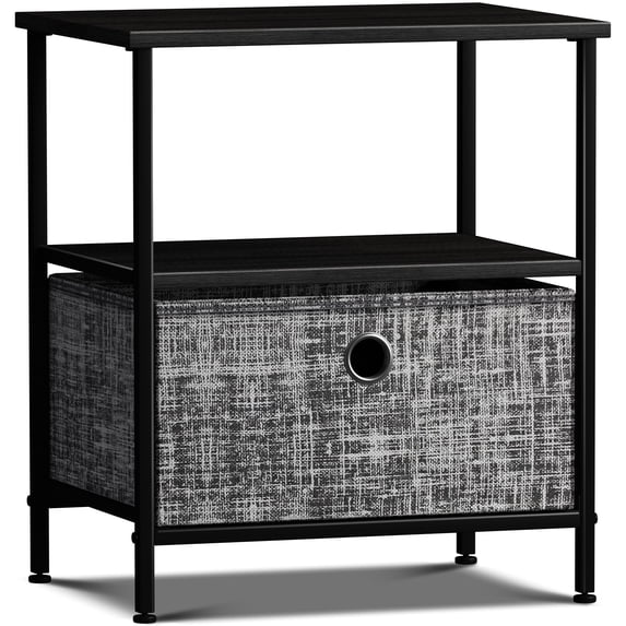Sorbus Nightstand 1-Drawer Shelf Storage- Bedside Furniture & Accent End Table Chest for Home, Bedroom, Office, College Dorm, Steel Frame, Wood Top, Easy Pull Fabric Bins