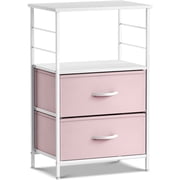 Sorbus Nightstand 2-Drawer Shelf Storage - Bedside Furniture End Table Chest Pink