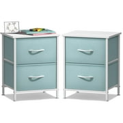 Sorbus Nightstand with 2 Drawers - Kids Bedside Table & End Table - Steel Frame, Wood Top, Easy Pull Fabric Bins - Dresser & Chest for Bedroom, Office, Dorm - 2 Pack