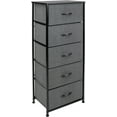 thumbnail image 1 of Sorbus Nightstand Dresser with 5 Drawers - Tall Storage Tower Unit Organizer for Bedroom, Hallway, Closet, College Dorm - Chest Drawer for Clothes, Steel Frame, Wood Top, Fabric Bins (Black/Charcoal), 1 of 7