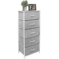 thumbnail image 1 of Sorbus Nightstand Dresser with 5 Fabric Drawers - Steel Frame, Wood Top, (White/Gray), 1 of 6