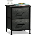 thumbnail image 1 of Sorbus Nightstand with 2 Drawers, Steel Frame, Wood Top, Fabric Bins, Rustic Black, 1 of 5