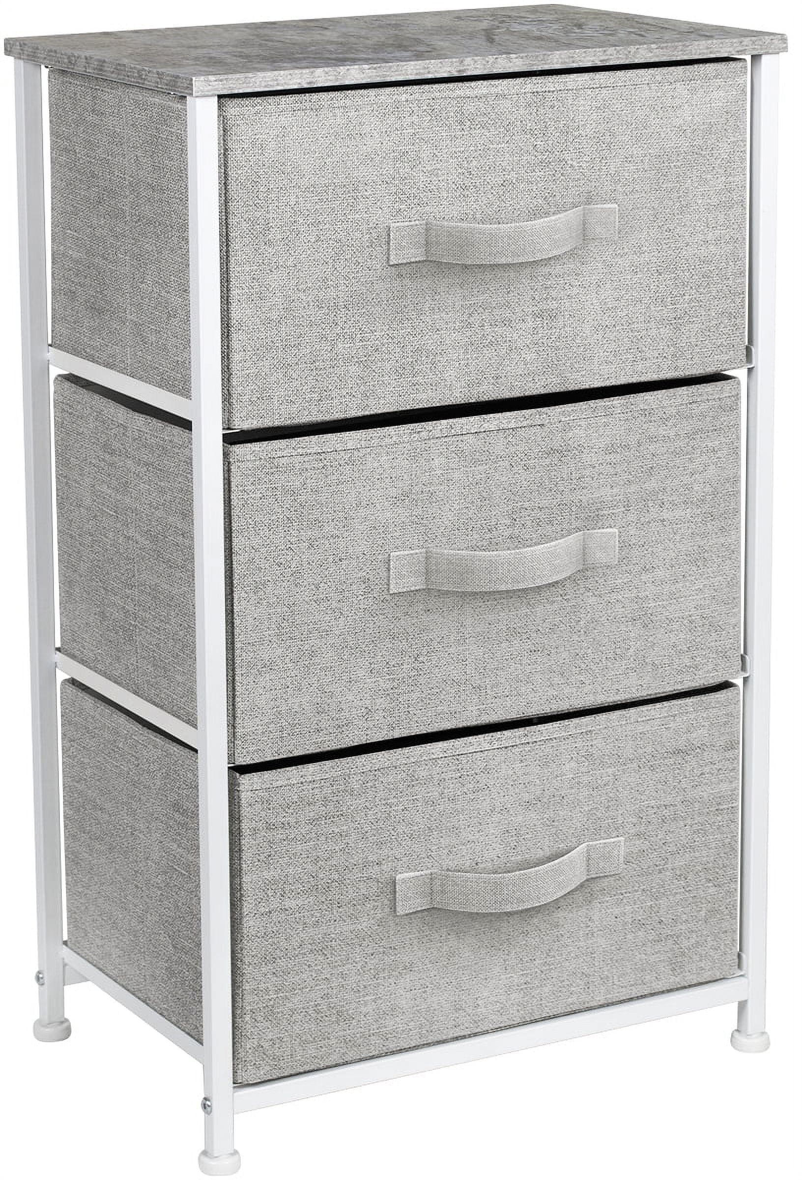 Sorbus 3-Drawer Steel Frame Nightstand with Wood Top - Gray