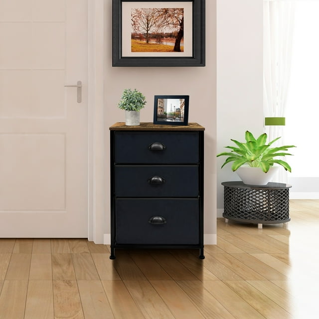 Sorbus  Nightstand with Top Shelf and 3 Drawers - Wood Farmhouse Décor Style
