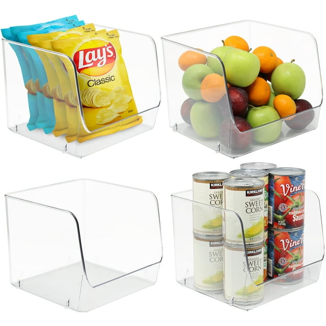 Sorbus Open Plastic Storage Bins Clear Pantry Organizer Box Bin ...