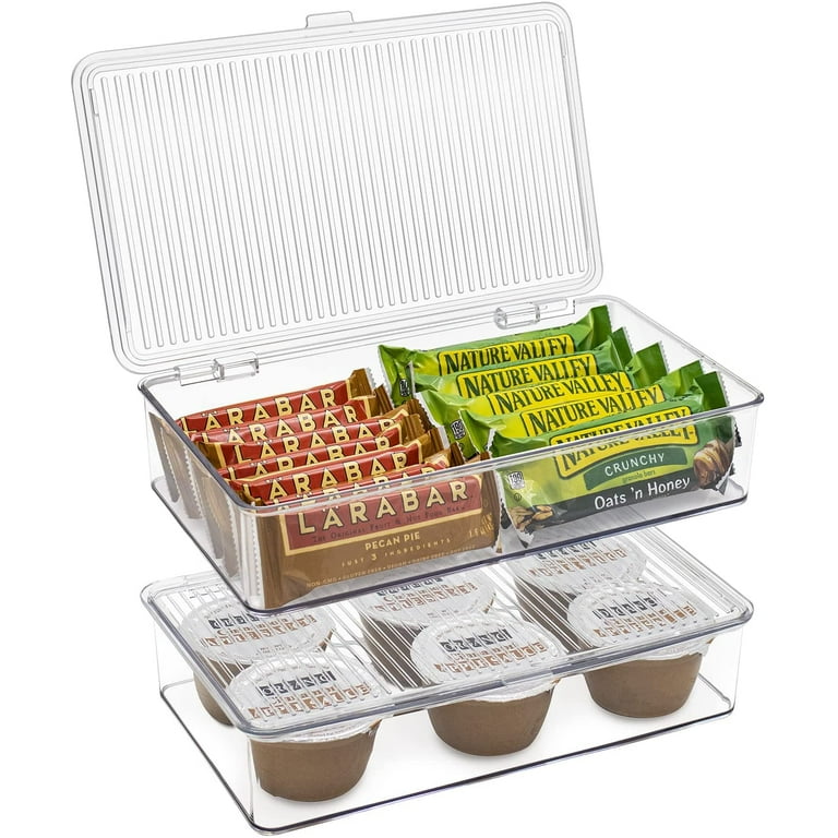 6 PCS Food Storage Bins with Handles, Vtopmart Clear Plastic Pantry  Organizer, Medium 