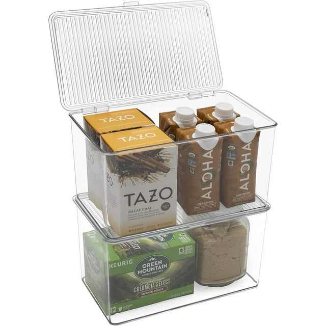 Sorbus Organizer Bins with Attached lids Kitchen Pantry Organization
