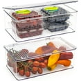 thumbnail image 1 of Sorbus Organizer Bins with Attached lids | Kitchen Pantry Organization Storage Bins, Small Clear Storage Box for Fridge | Food Storage Containers for Organizing, Cabinet Organizers (2-Pack, Medium), 1 of 8