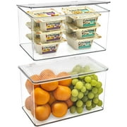 Sorbus Organizer Bins with Attached lids | Kitchen Pantry Organization Storage Bins, Small Clear Storage Box for Fridge | Food Storage Containers for Organizing, Cabinet Organizers (2-Pack, Large)