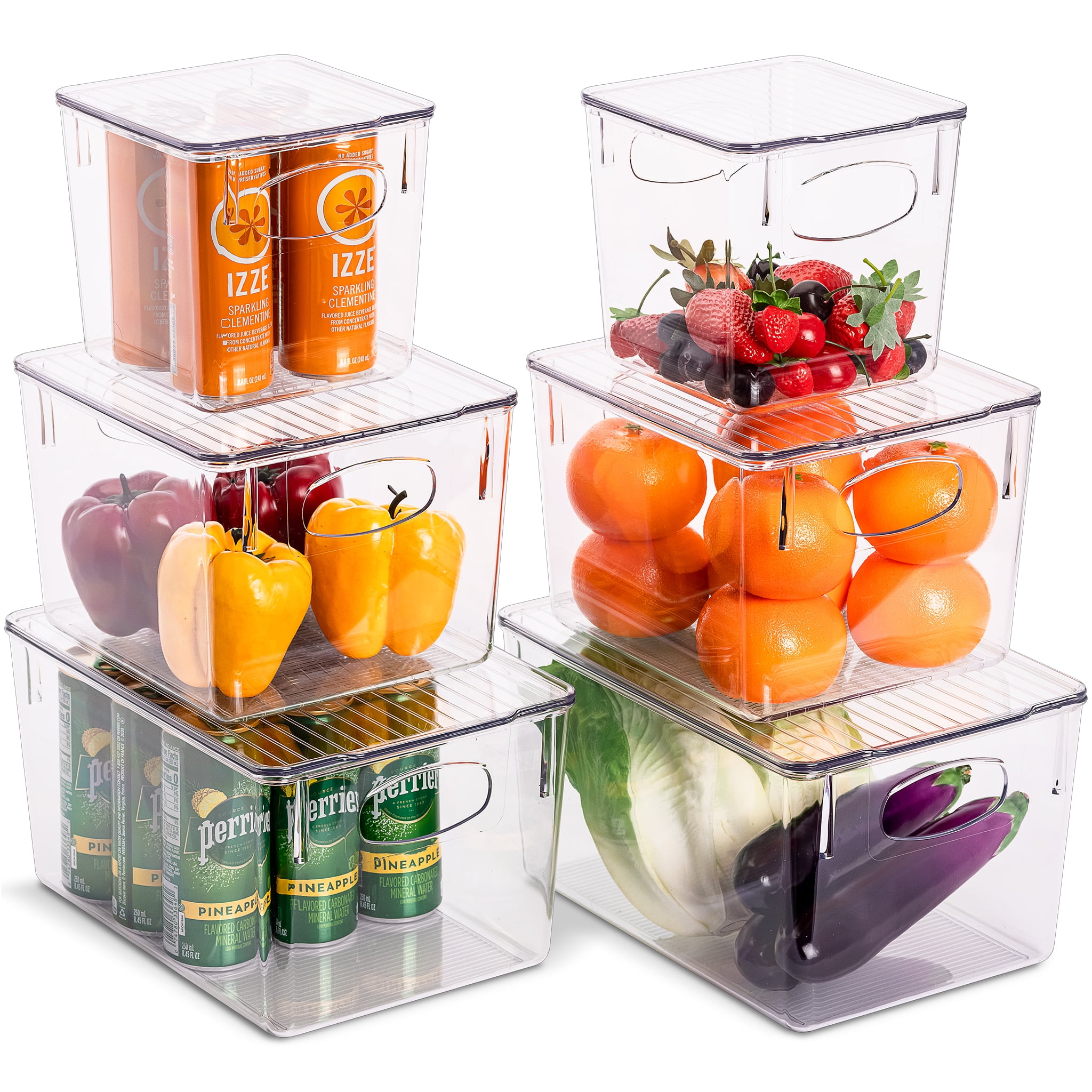 Bhome - 2 Adjustable Snack Organizer Bins for Cabinet & Pantry Organization and Storage Plastic Storage Bins for Kitchen Organization - Clear
