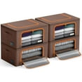 thumbnail image 1 of Sorbus Oxford Fabric Storage Bins: Stackable, Foldable Organizer Bags, with Clear Window (Set of 4), Brown, 1 of 6