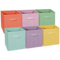 Sorbus Pastel Colors Cube Storage Bins: Foldable Fabric Basket Organizer for Baby Nursery, Children's Bedroom, and Playroom