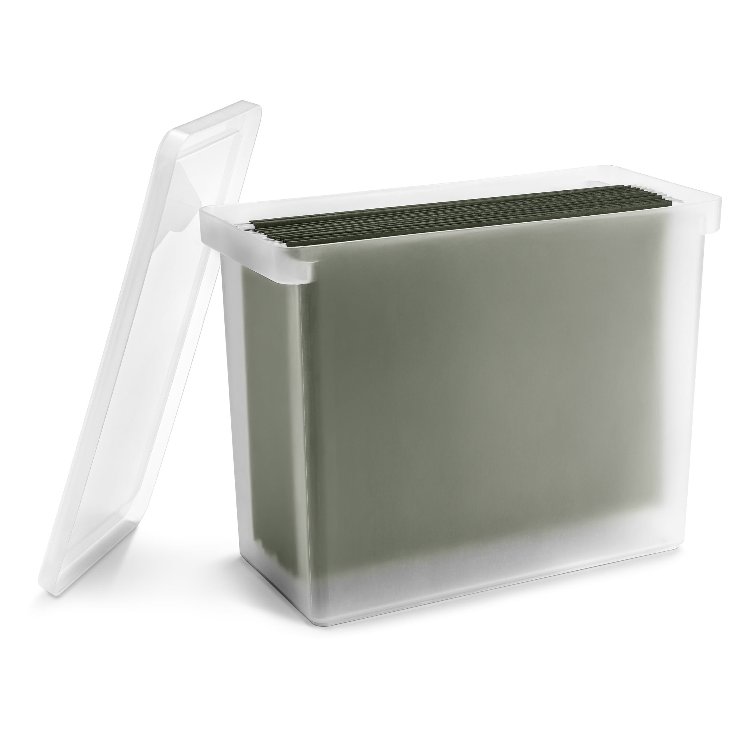 Sorbus Large File Organizer Stationery File Box Bin with Lid for Binder, Notebook, Hanging Folders, Magazines, and More, 1 Pc, Clear