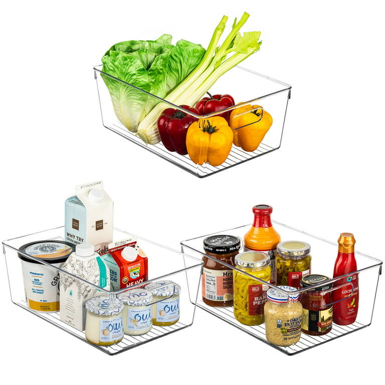 Sorbus Clear Plastic Organizer Bins for Pantry Cabinet & Kitchen Fridge  (8-Pack)