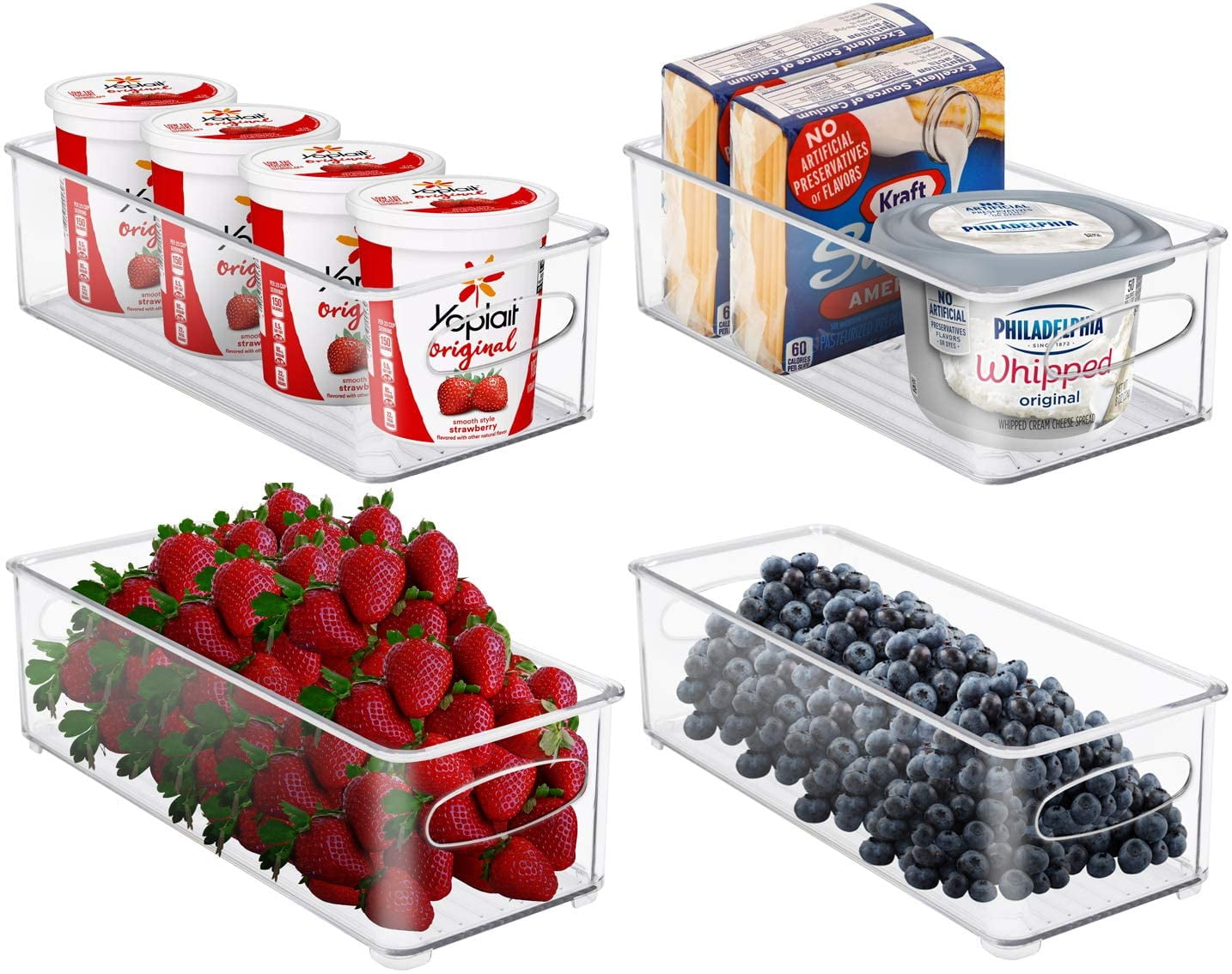 Clear Stackable Plastic Storage Bins with Handles, 10" x 4" x 3"