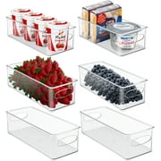 Sorbus Plastic Storage Bins Stackable Clear Pantry Organizer Box Bin Containers for Organizing Kitchen Fridge, Food, Snack Pantry Cabinet, Fruit, Vegetables, (Narrow - Pack of 6)