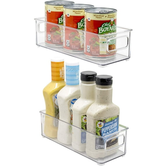Sorbus Plastic Storage Bins Stackable Clear Pantry Organizer Box Bin Containers for Organizing Kitchen Fridge, Food, Snack Pantry Cabinet, Fruit, Vegetables, Bathroom Supplies (2-Pack)