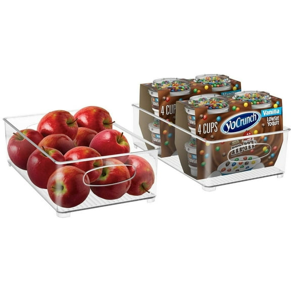 Sorbus Plastic Storage Bins Stackable Clear Pantry Organizer Box Bin Containers for Organizing Kitchen Fridge, Food, Snack Pantry Cabinet, Fruit, Vegetables, Bathroom Supplies (2-Pack)