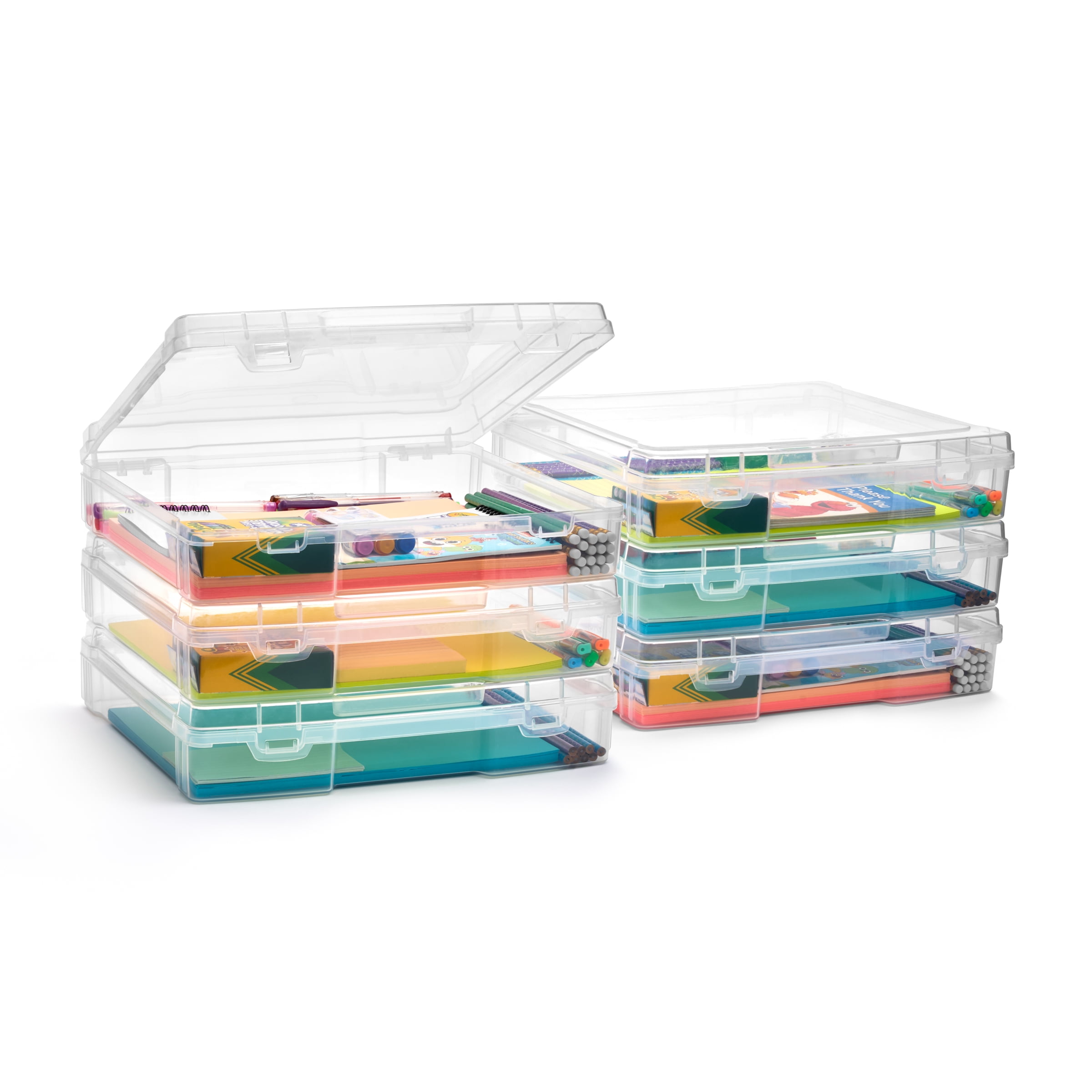 Sorbus Project Storage Case – Portable Clear Plastic Organizer for Art & Crafts, Toys, Board Games, Scrapbook Paper, Cardstock, Vinyl – Set of 6