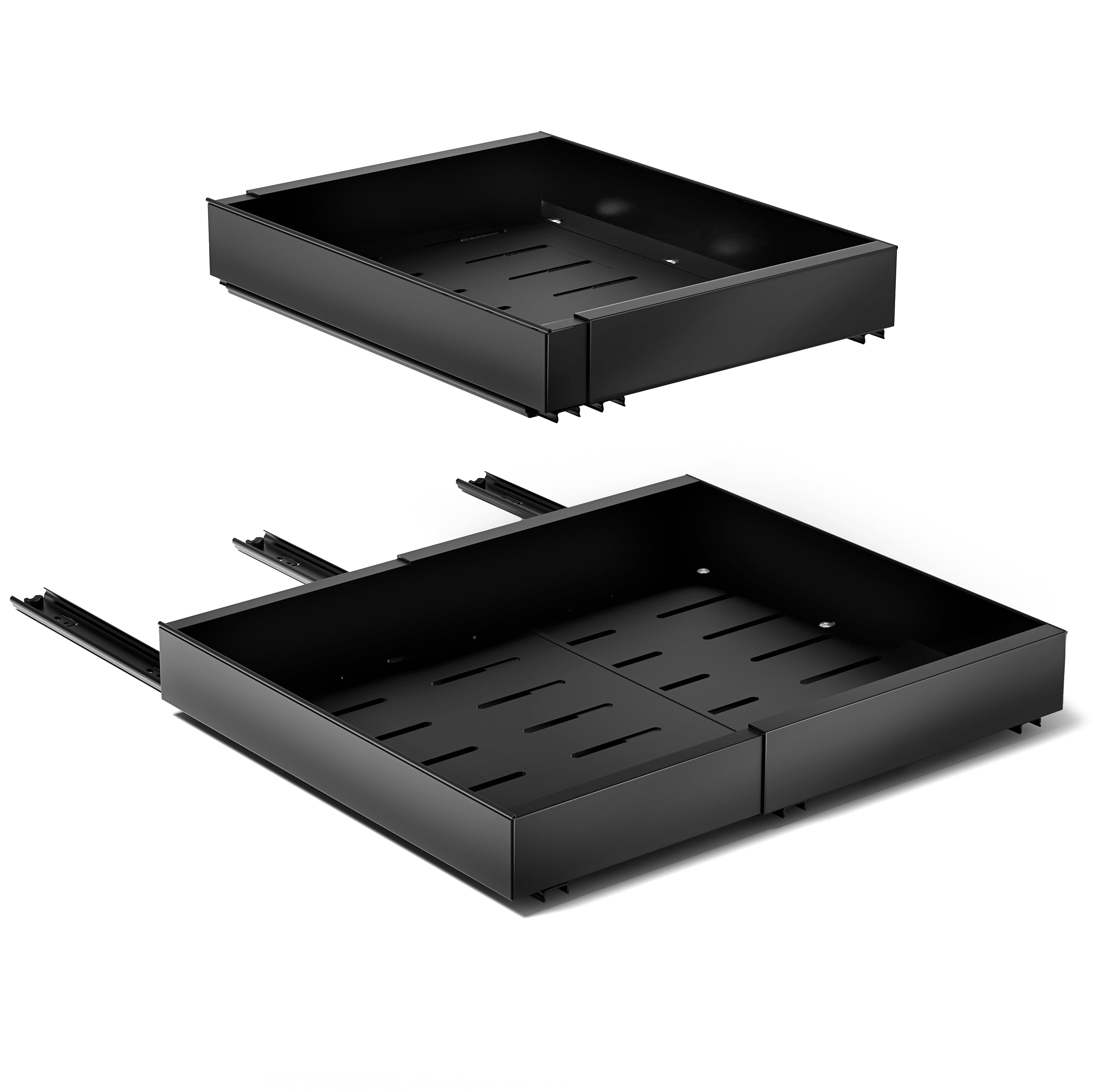 Sorbus Pull-Out Sliding Storage Rack, No-Drill Adjustable Shelf, Metal Grid Drawer, Black, 2 Pack