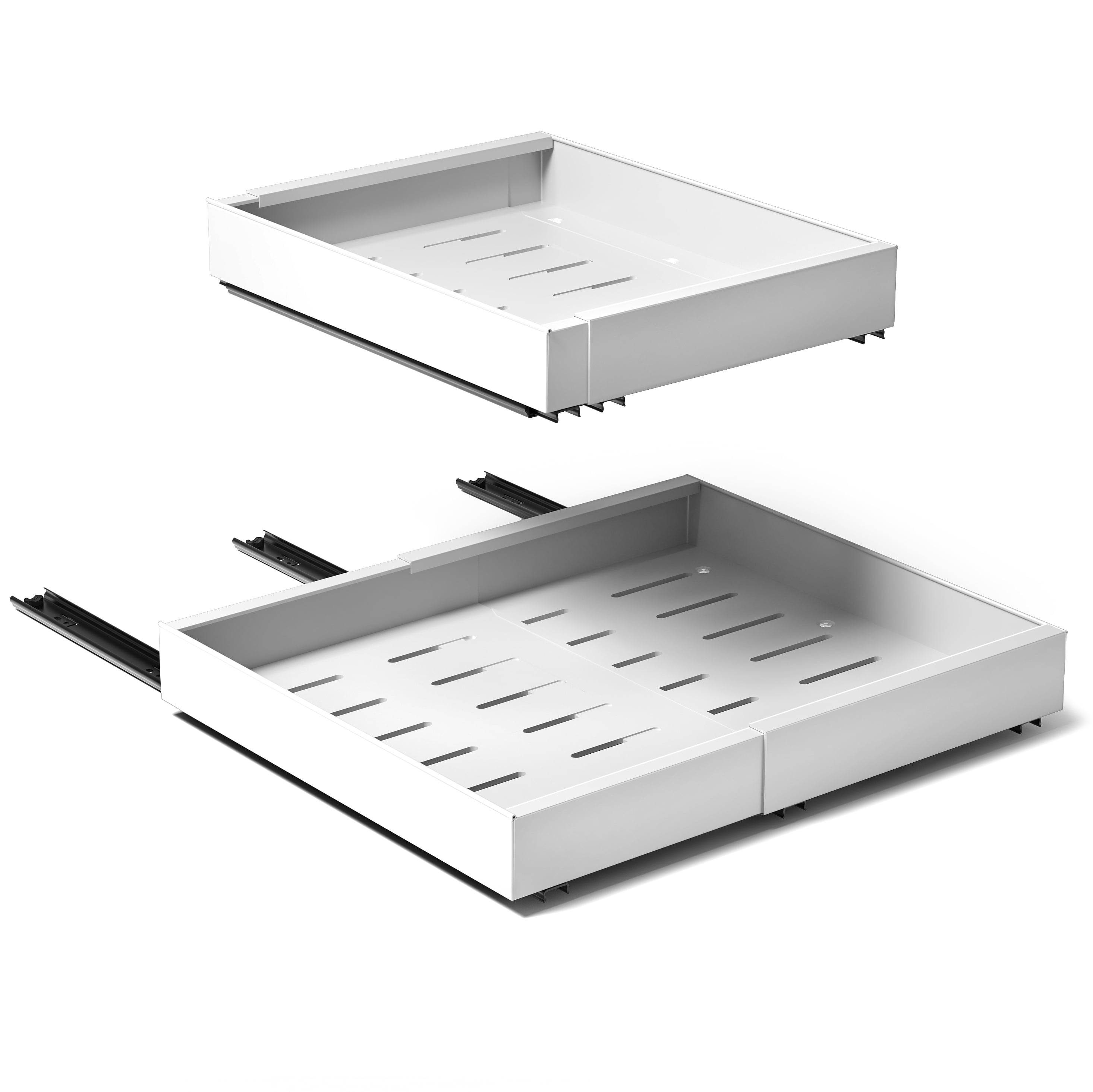 Sorbus Pull-Out Sliding Storage Rack, No-Drill Adjustable Shelf, Metal Grid Drawer, White, 2 Pack