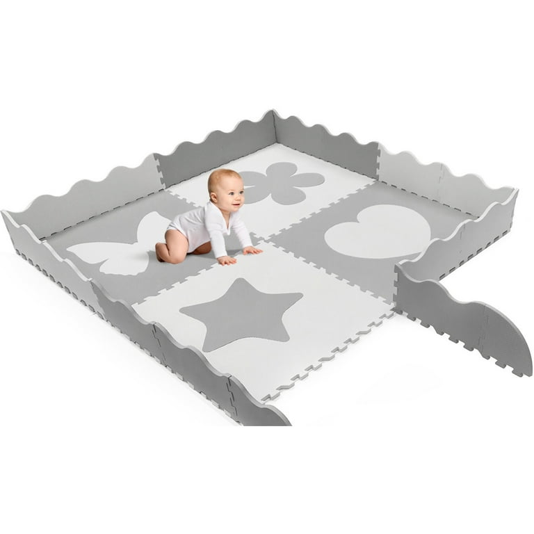 Sorbus Puzzle Mat Interlocking Floor Kids Play Carpet Tiles - Baby Foam Puzzle, Extra Thick Non-Toxic Crawling Mat for Tummy Time, Great for Children Playroom (4 Tiles)