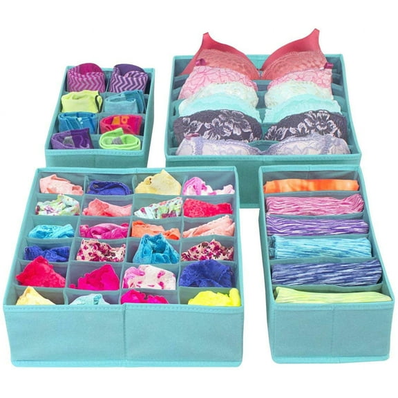 Sorbus Quality Drawer Organizers – Underwear Organizer with Dividers for Bra, Sock, Lingerie and Clothes – Dresser and Closet Organization - 4-pack