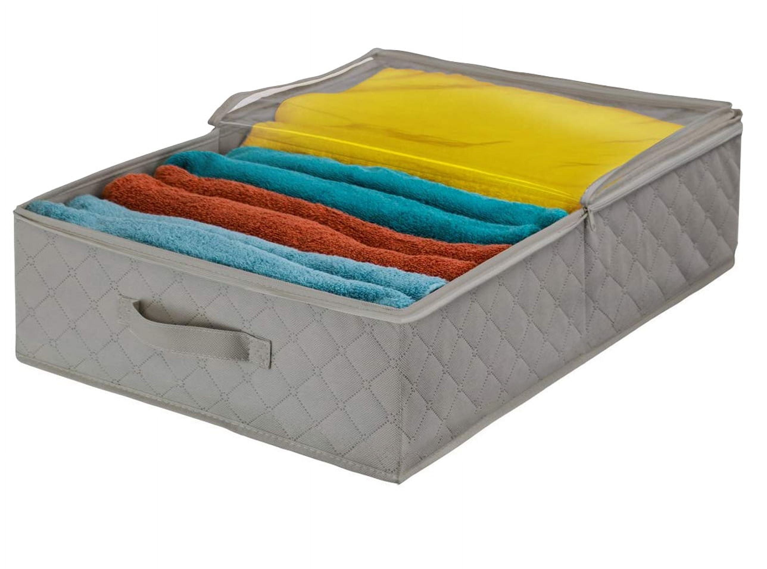 Sorbus Quilted Underbed Storage Bag with Clear Window and Handles, Gray