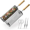 thumbnail image 1 of Sorbus Rolling Grill Baskets (2-Pack) – 304 Stainless Steel BBQ Grilling Nets with Removable Wooden Handle – Outdoor Cooking Accessories for Camping, Dad, Husband, Men Gifts, 1 of 5