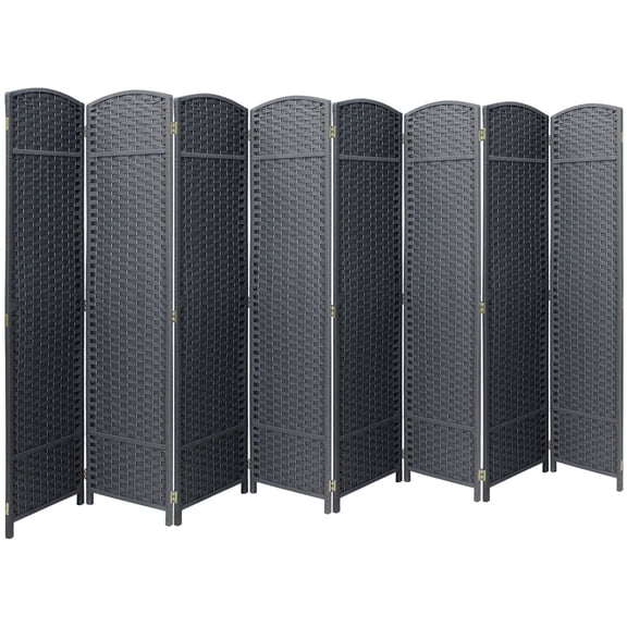 Sorbus 8-Panel Folding Room Divider, Gray Mesh Hand-Woven Privacy Screen, 128" W x 69" H