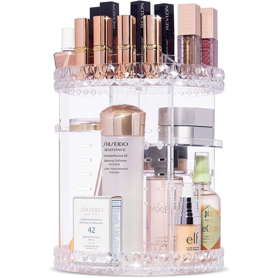 Sorbus Rotating Cosmetic and Makeup Organizer, Clear Plastic Storage with Multi-Tier Shelves and Slots