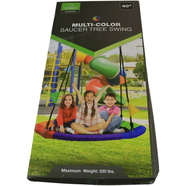 Sorbus Saucer Tree Swing in MultiColor Rainbow Kids Indoor/Outdoor
