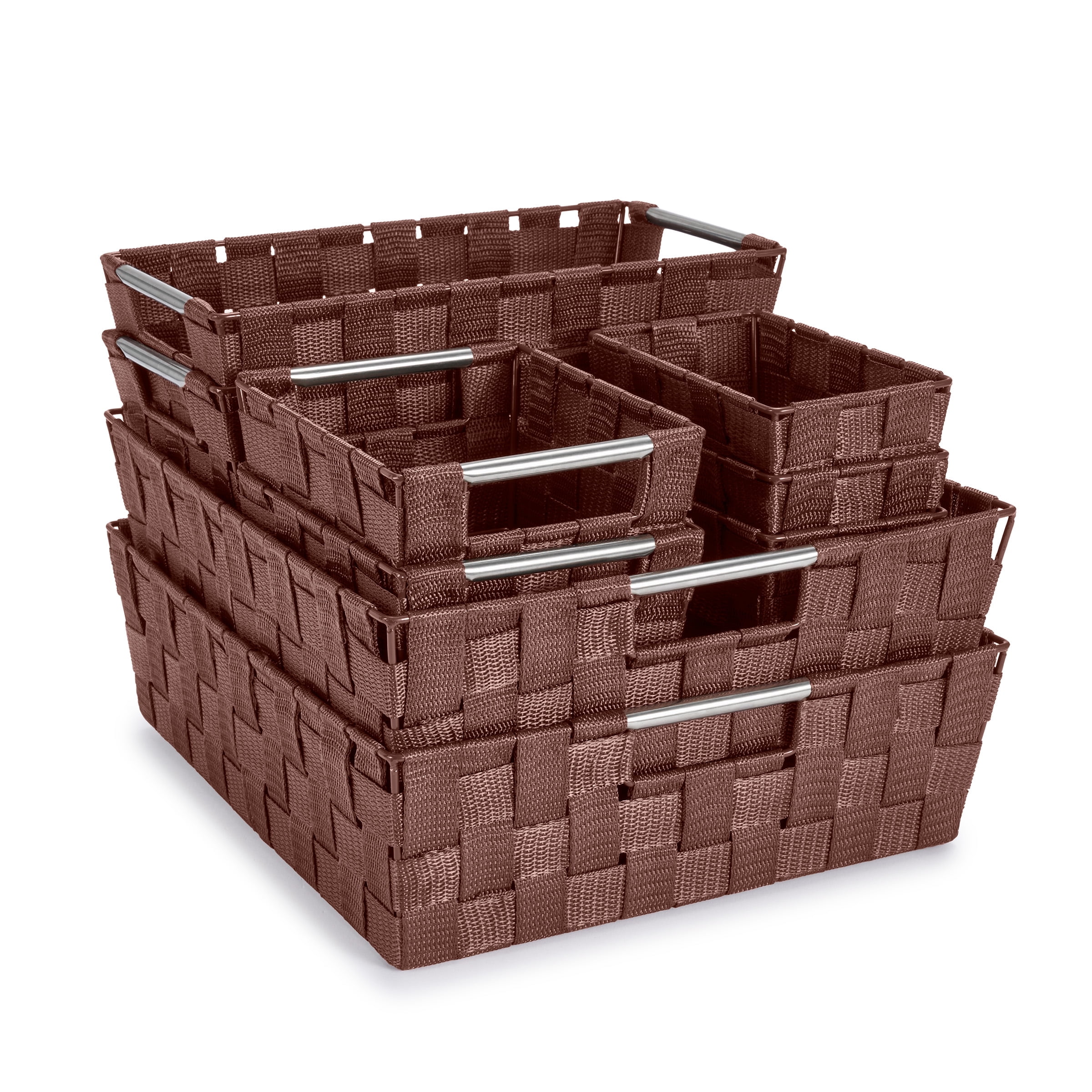 Sorbus Set of 9 Large Storage Baskets for Organizing, Mesh Hand-Woven Basket, Linen Closet Organizers and Storage, Organizer Storage Baskets for Shelves, Organizers and Storage (Chocolate)