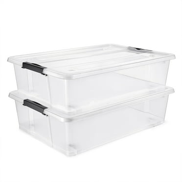 Sorbus Set of 2 Clear 40qt Underbed Storage Containers with Lids and Handles - Perfect for Organizing Clothes, Bedding, Etc.
